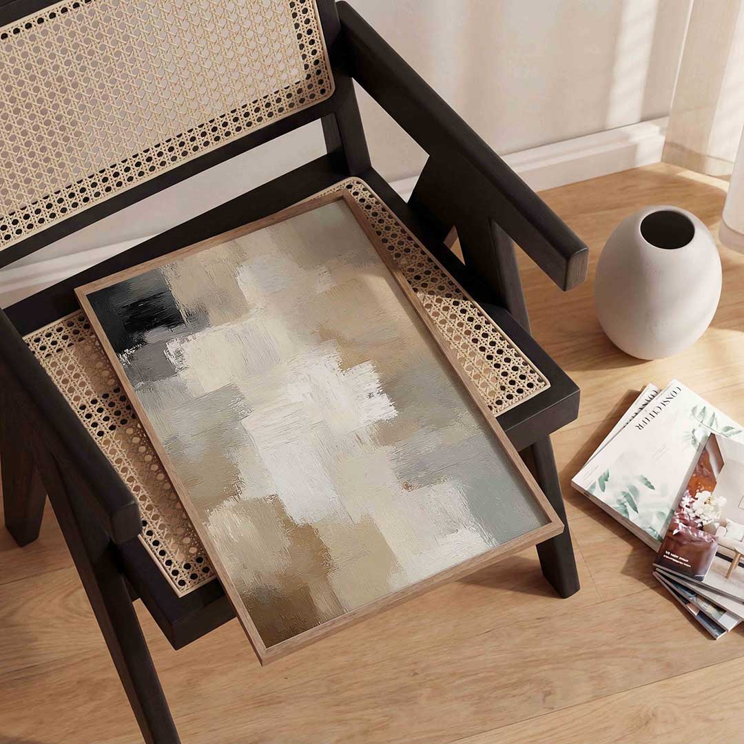 Abstracte beige en grijze vlakken Poster