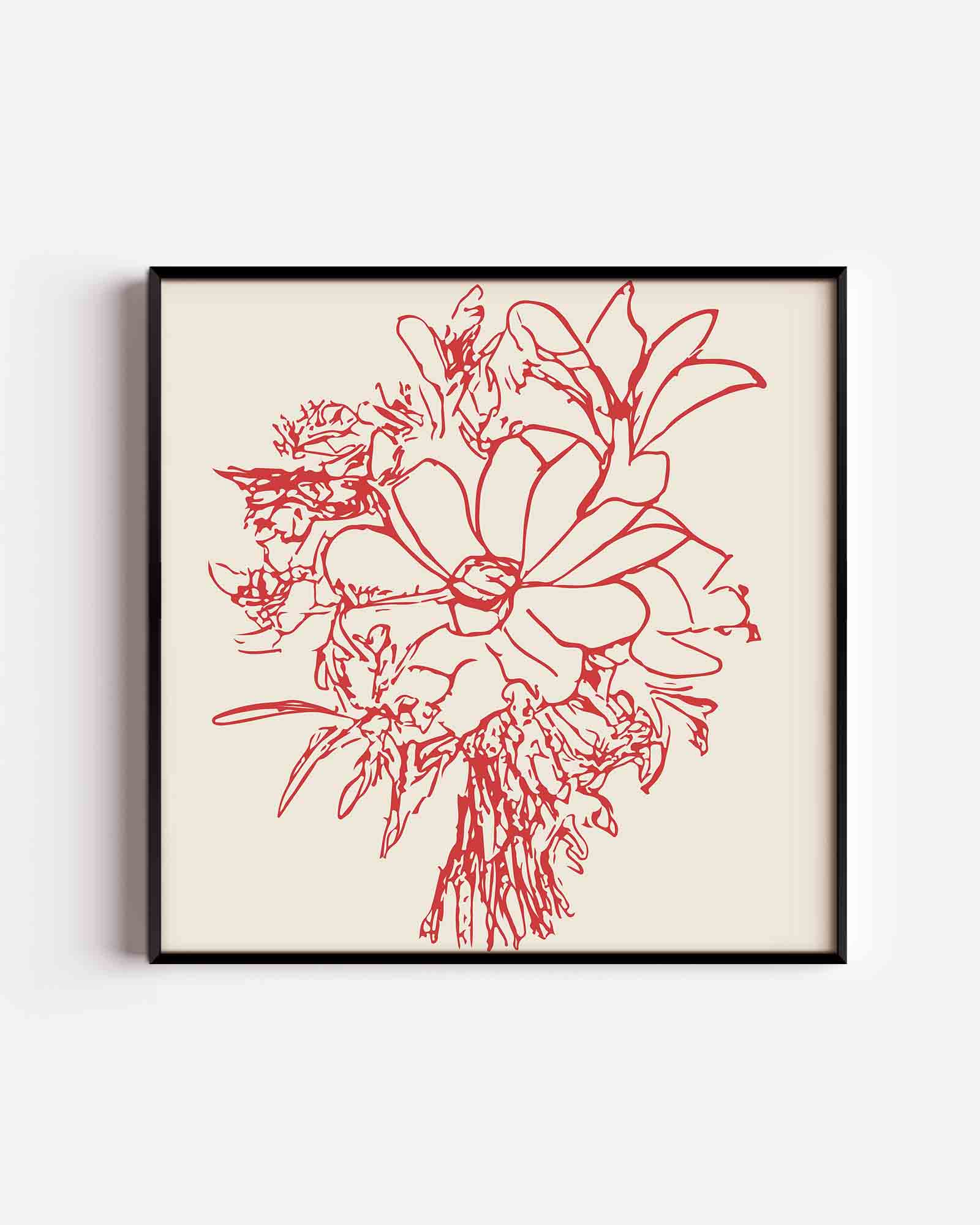 Bloemen in lijntekening Poster