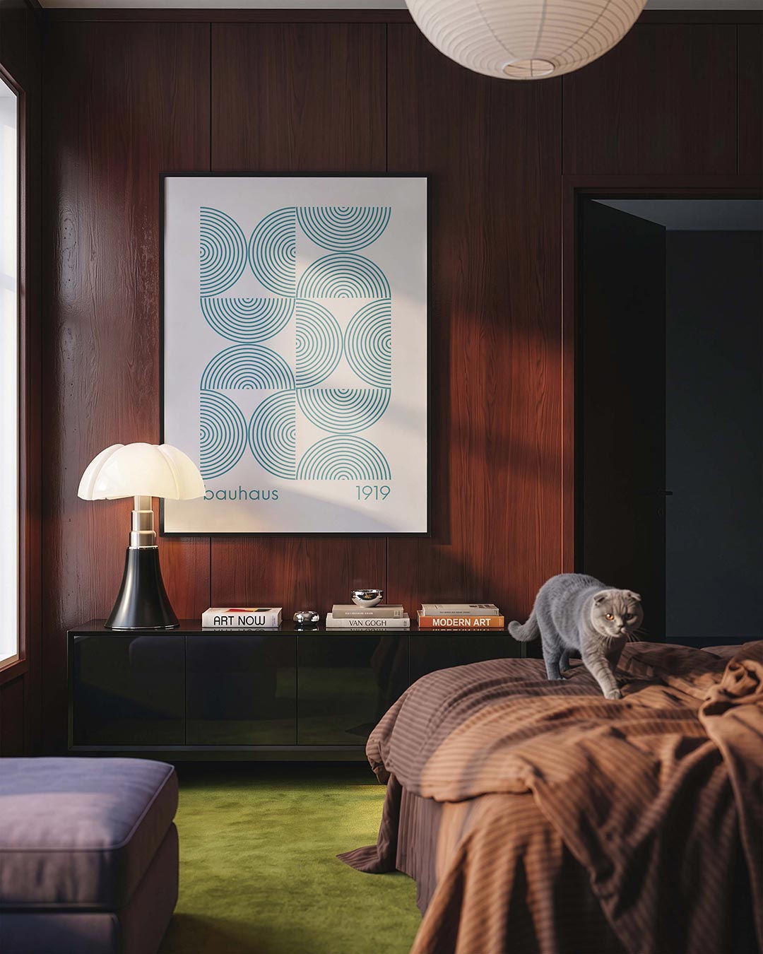 Cirkelpatroon en lijnen Poster