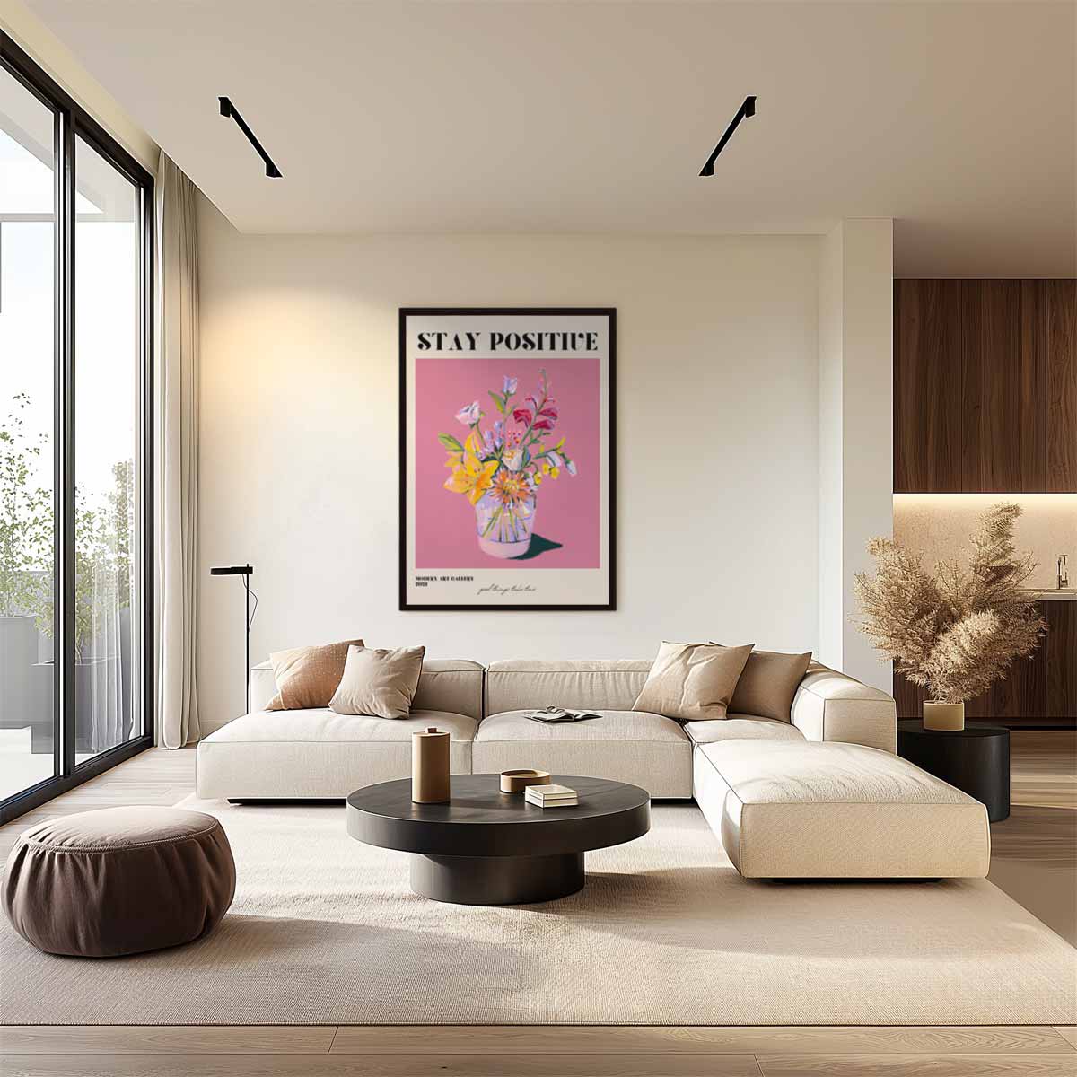 Bloemrijke Positiviteit Kunstwerk-canvas-dibond-plexiglas-wanddecoratie-WallArtistic