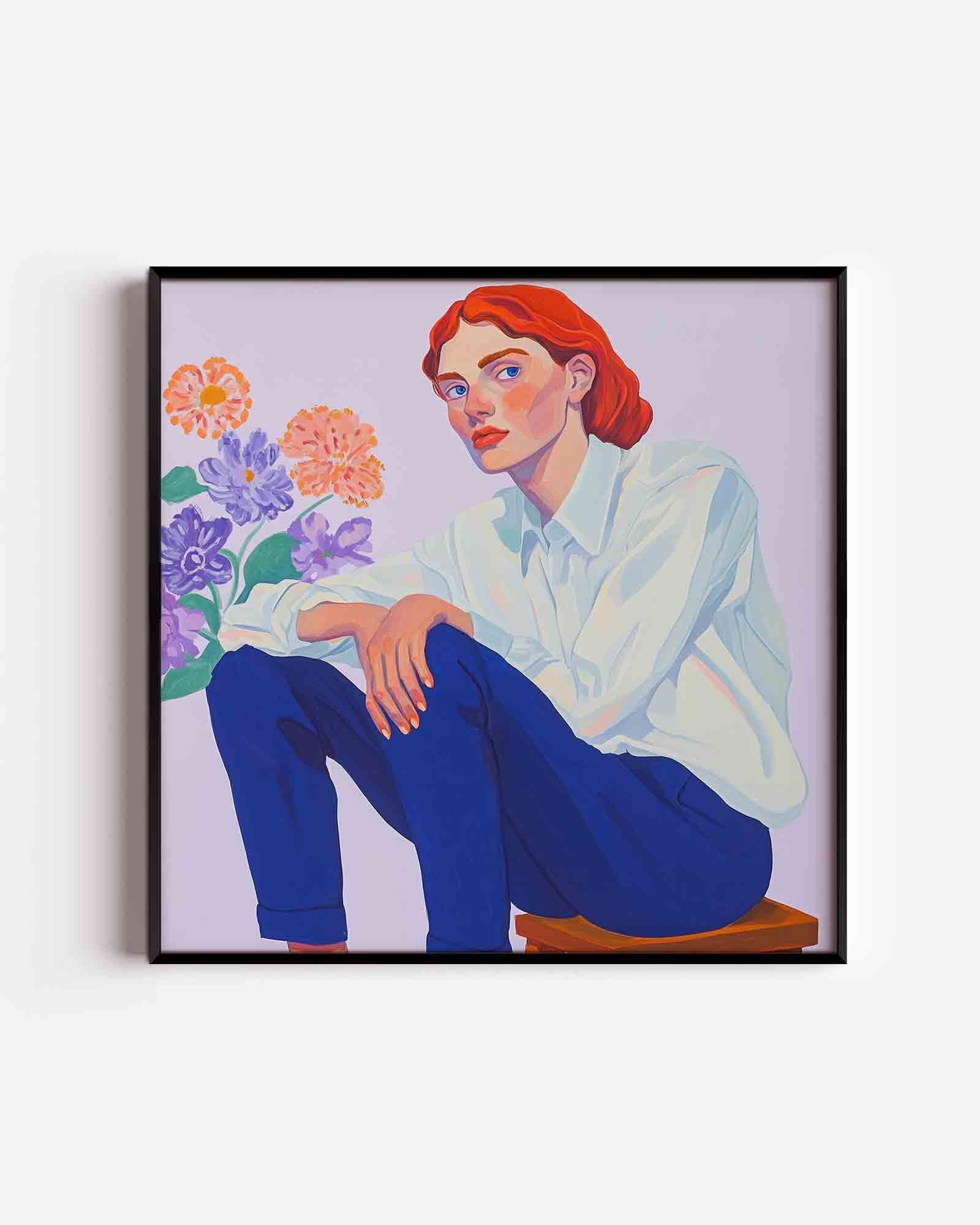 Vrouw met bloemen Poster