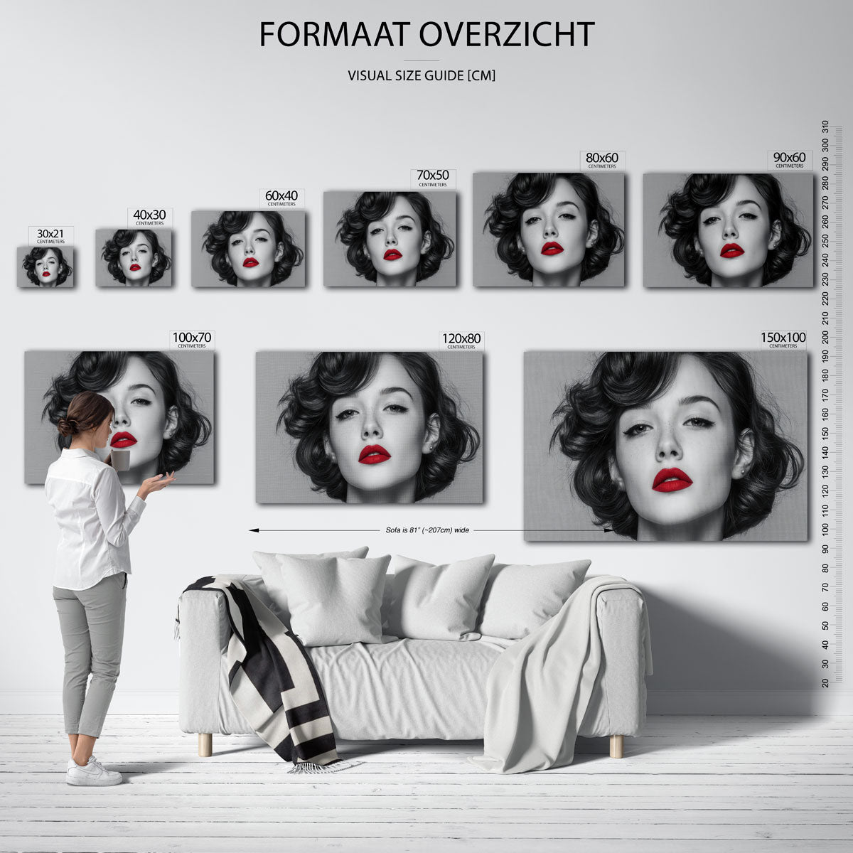 Portret met rode lippen Poster