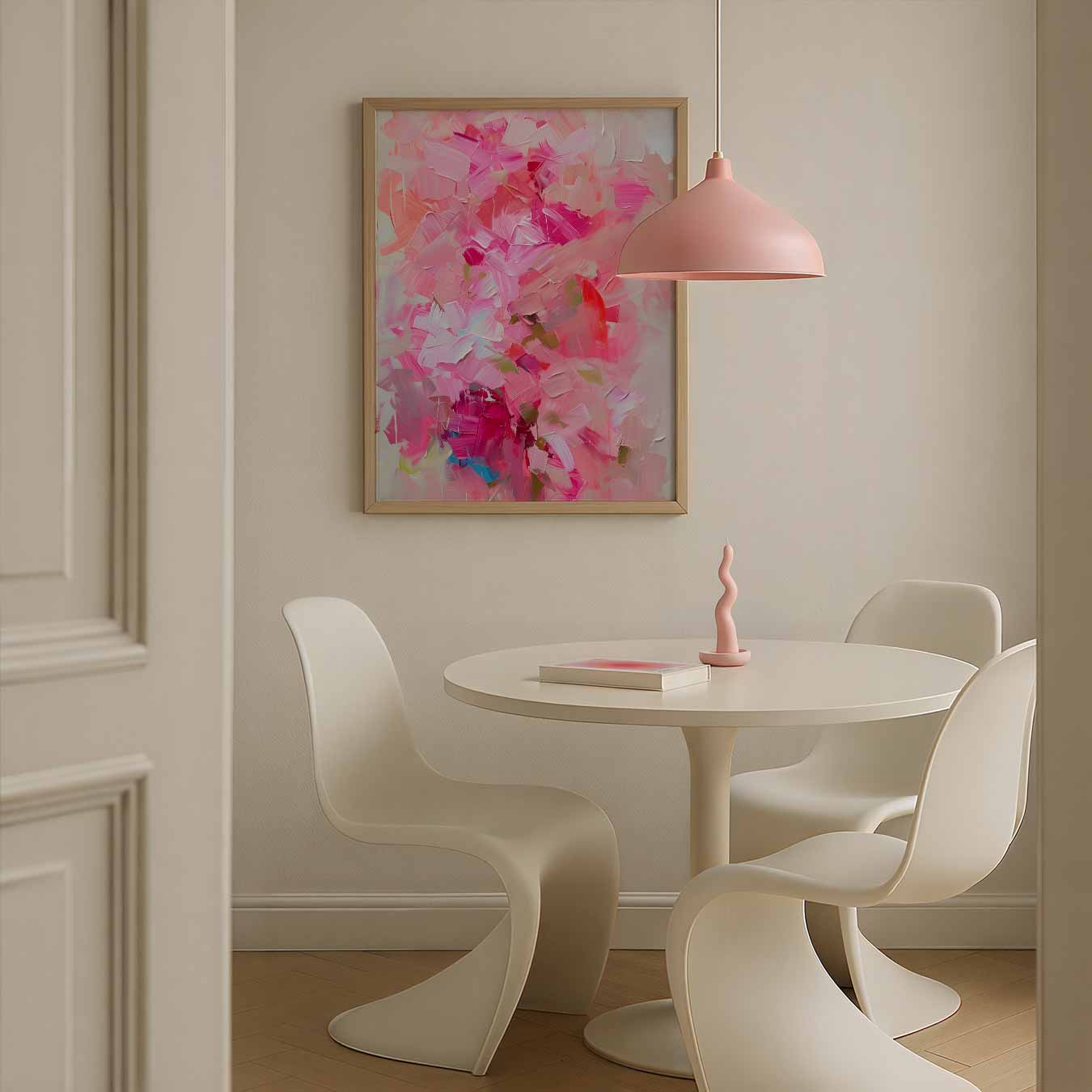 Vrolijke Roze Abstracte Kunstposter-WallArtistic