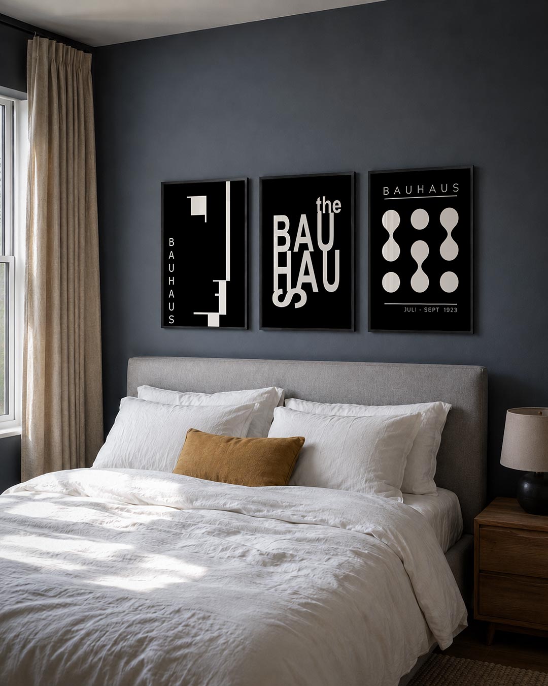 Zwart wit lijnenspel Posterset
