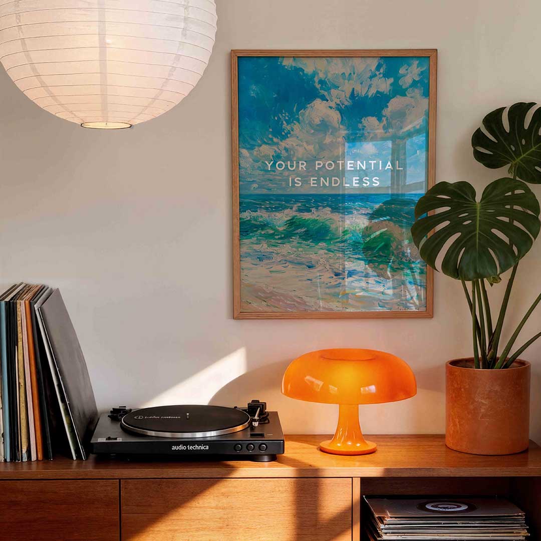 Golvende zee en lucht Poster