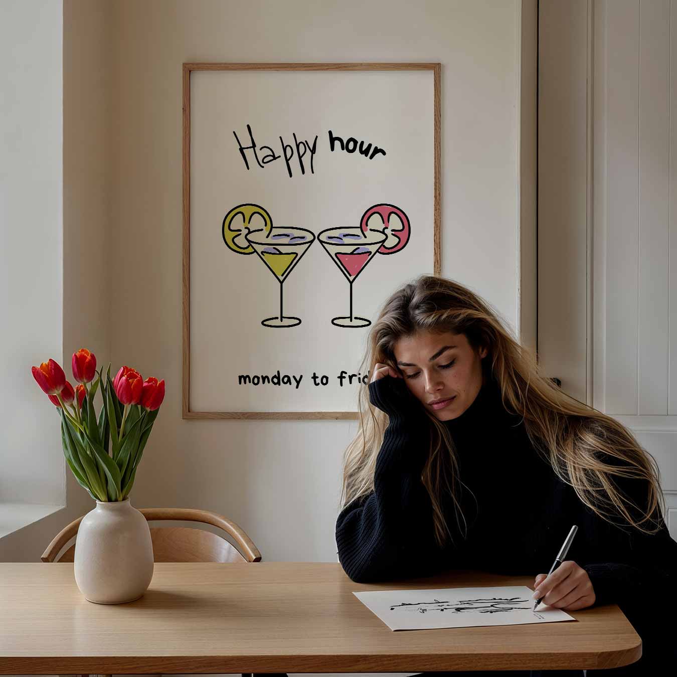 Happy Hour Cocktail Poster-WallArtistic