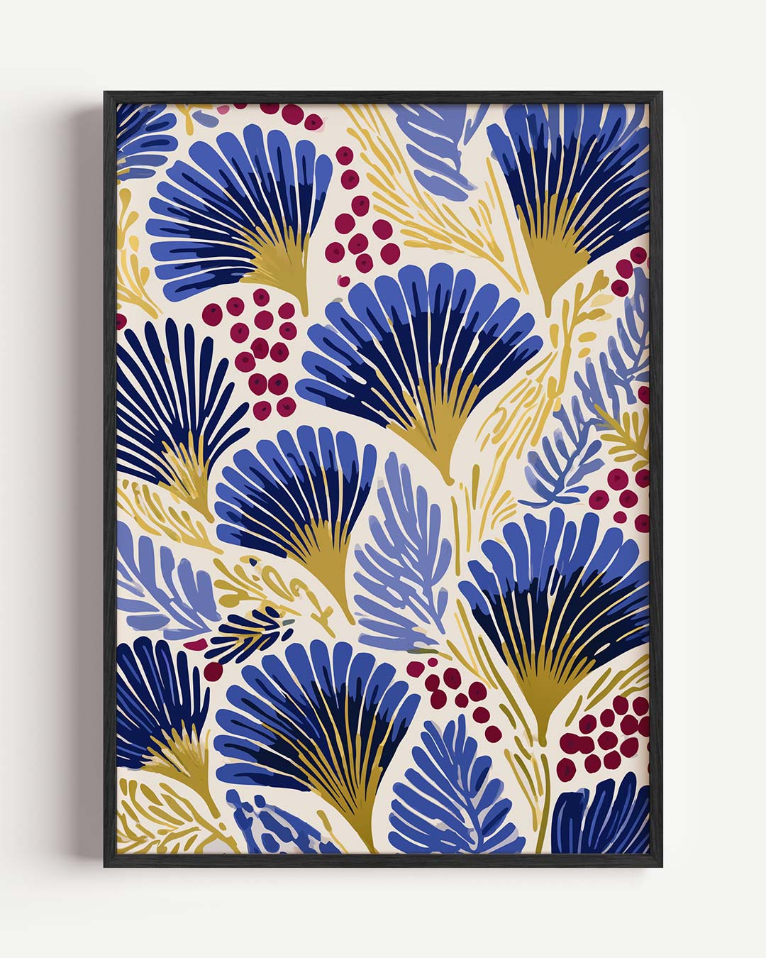 Botanische Blauwe Kunstposter-WallArtistic