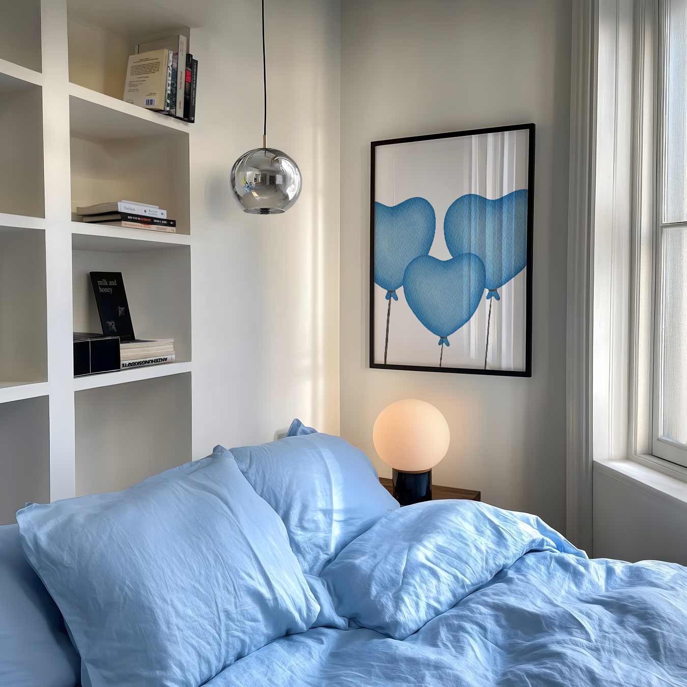Blauwe Hart Ballonnen Poster-WallArtistic