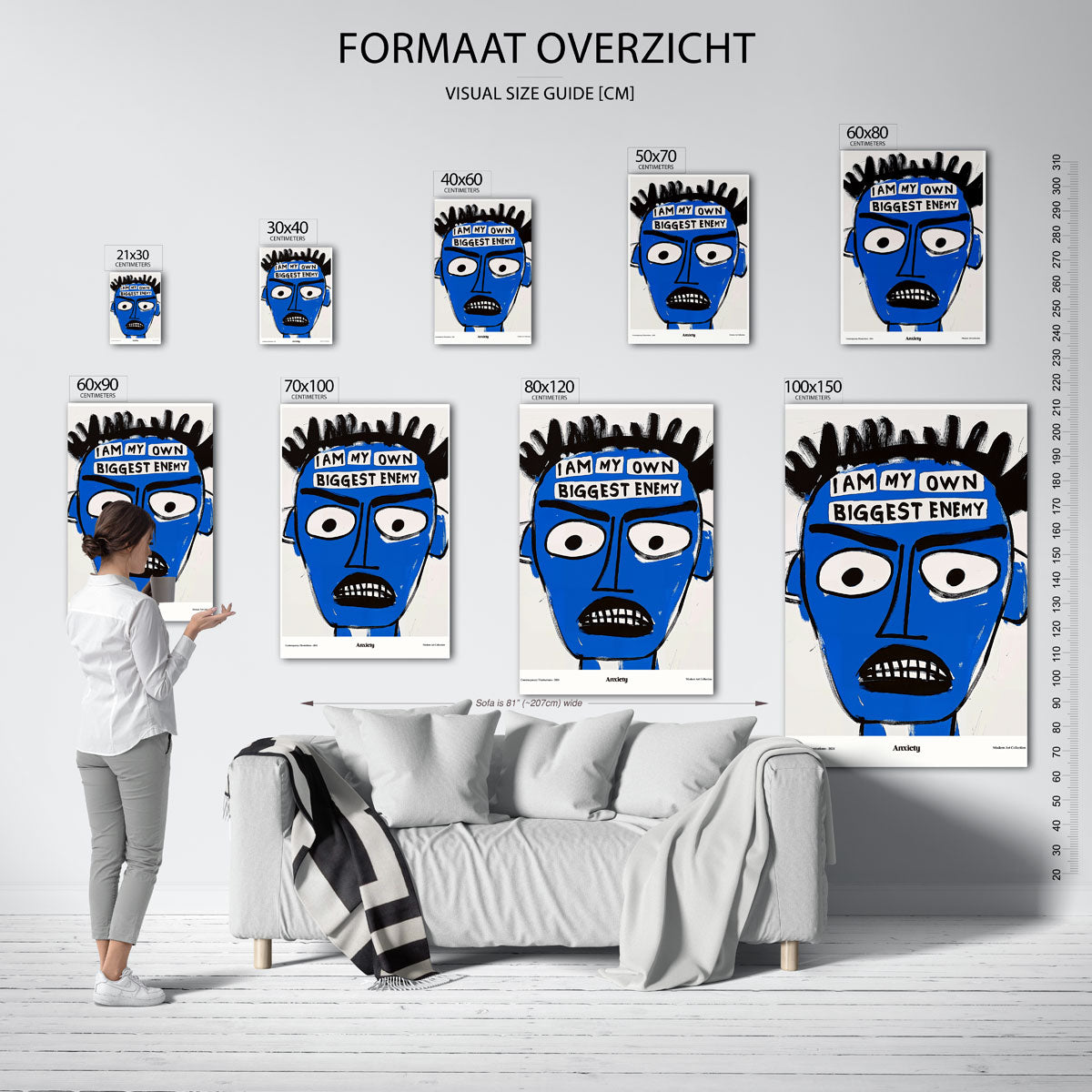 Blauw gezicht met tekst Poster
