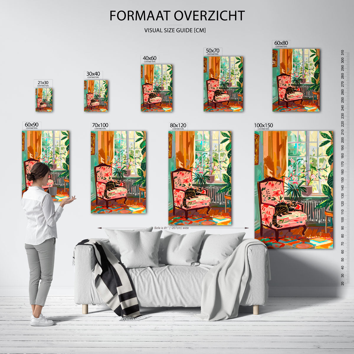 Kat op stoel Poster