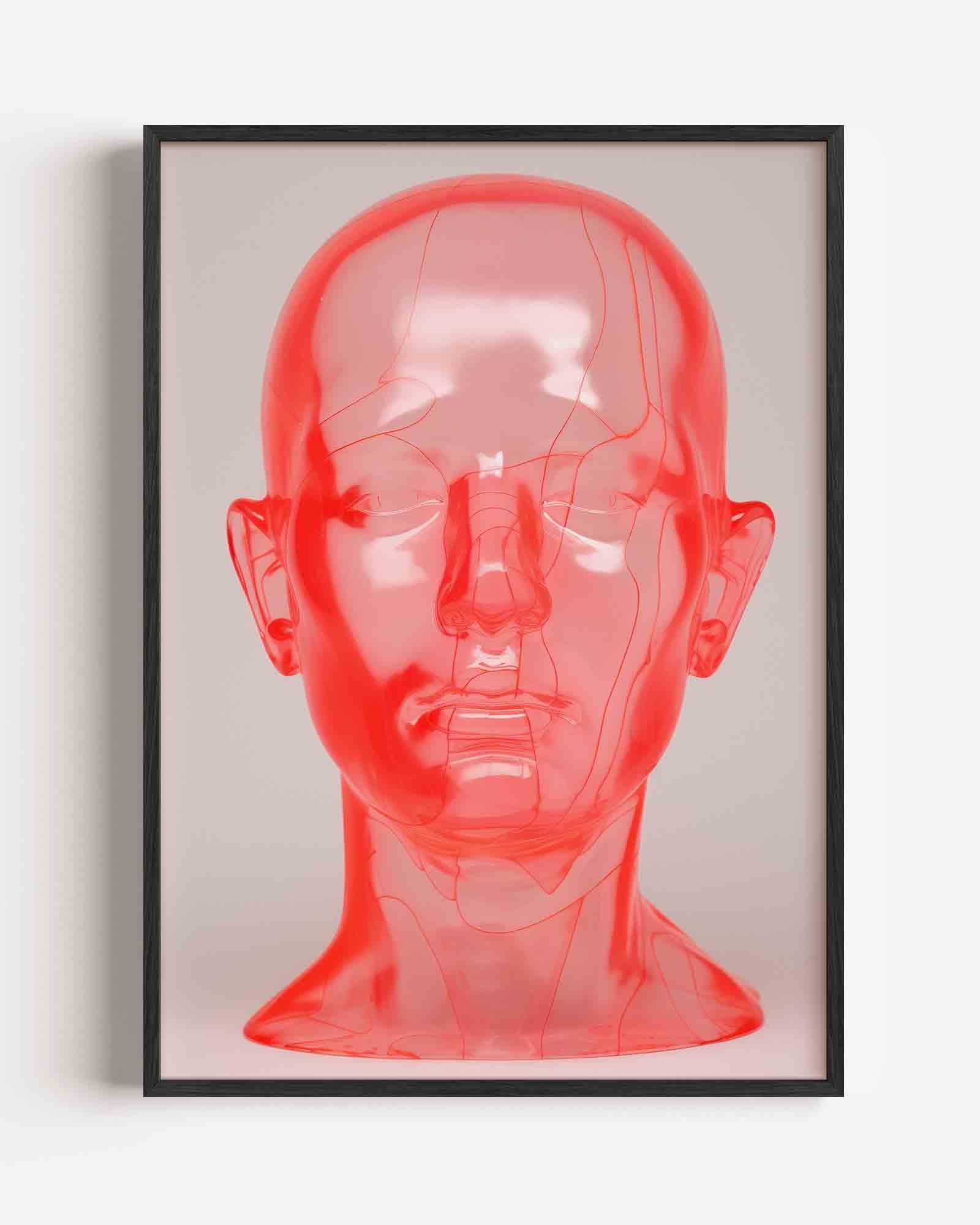 Transparant rood hoofd Poster