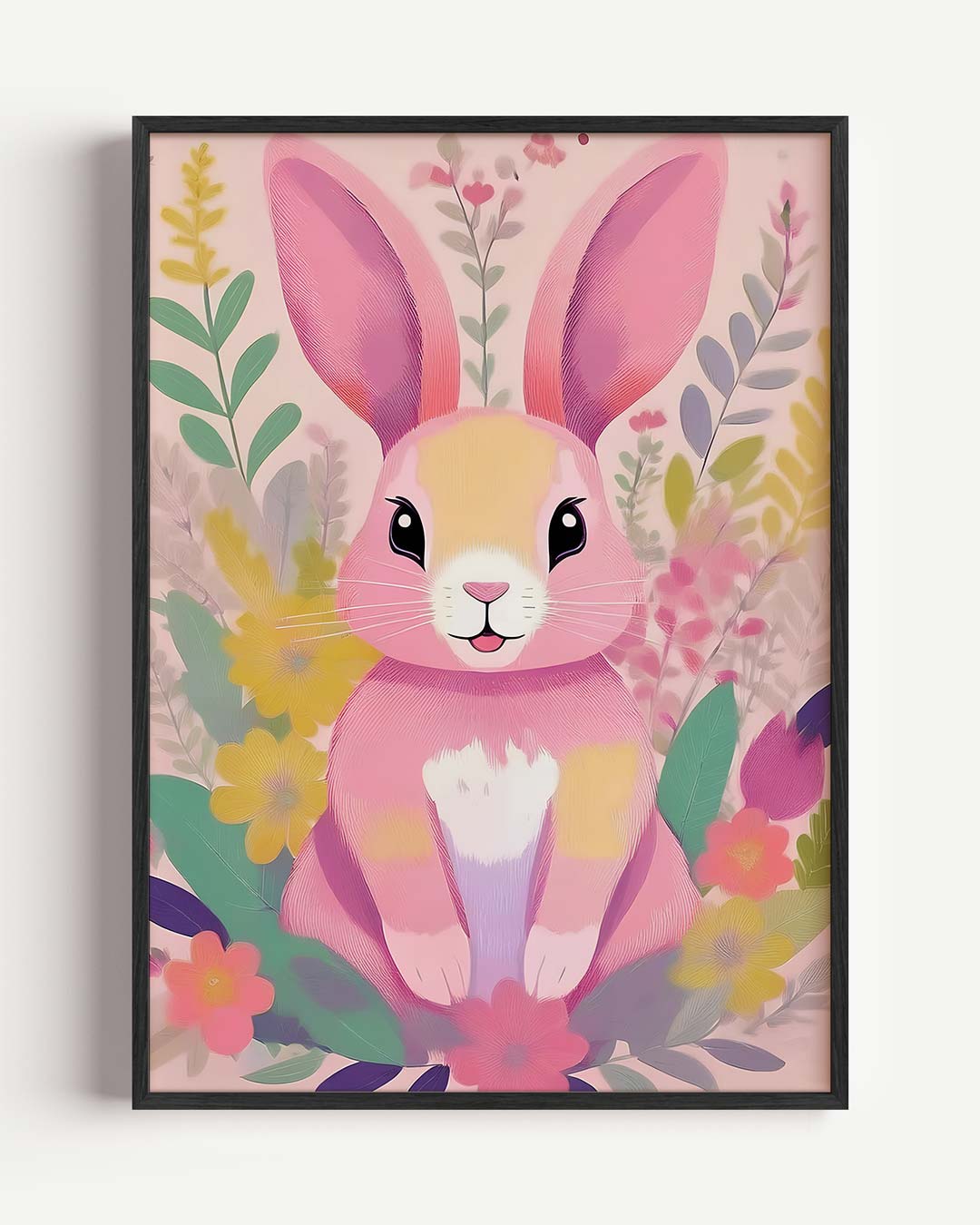 Vrolijke Bloemenkonijn Poster-WallArtistic