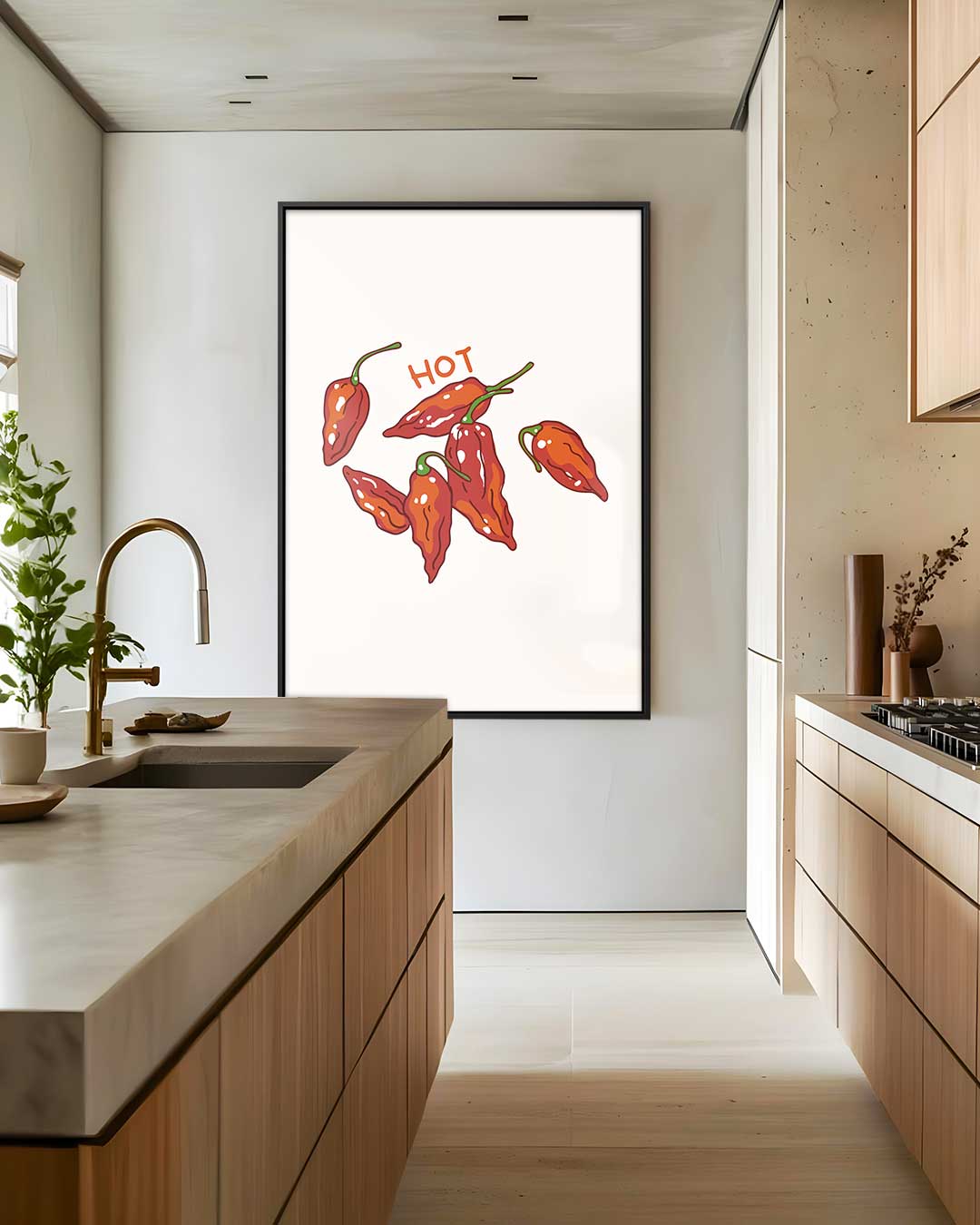 Pittige Paprika Illustratie Kunstwerk-canvas-dibond-plexiglas-wanddecoratie-WallArtistic