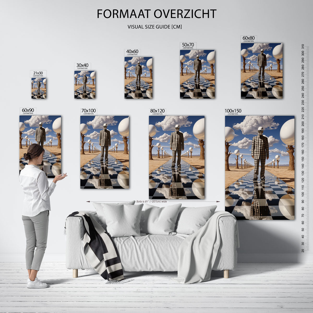 Geblokte figuur en bollen Poster