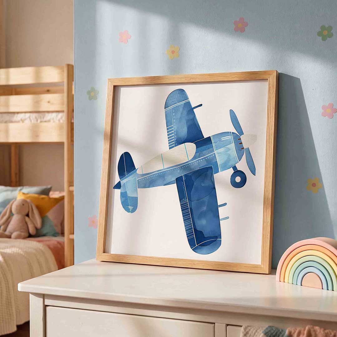 Vliegtuig in blauw Poster
