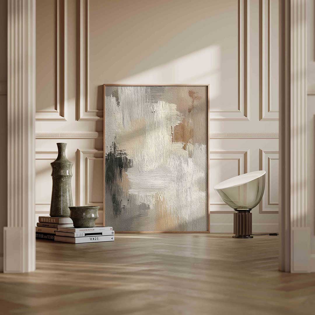 Abstracte beige en grijze Poster