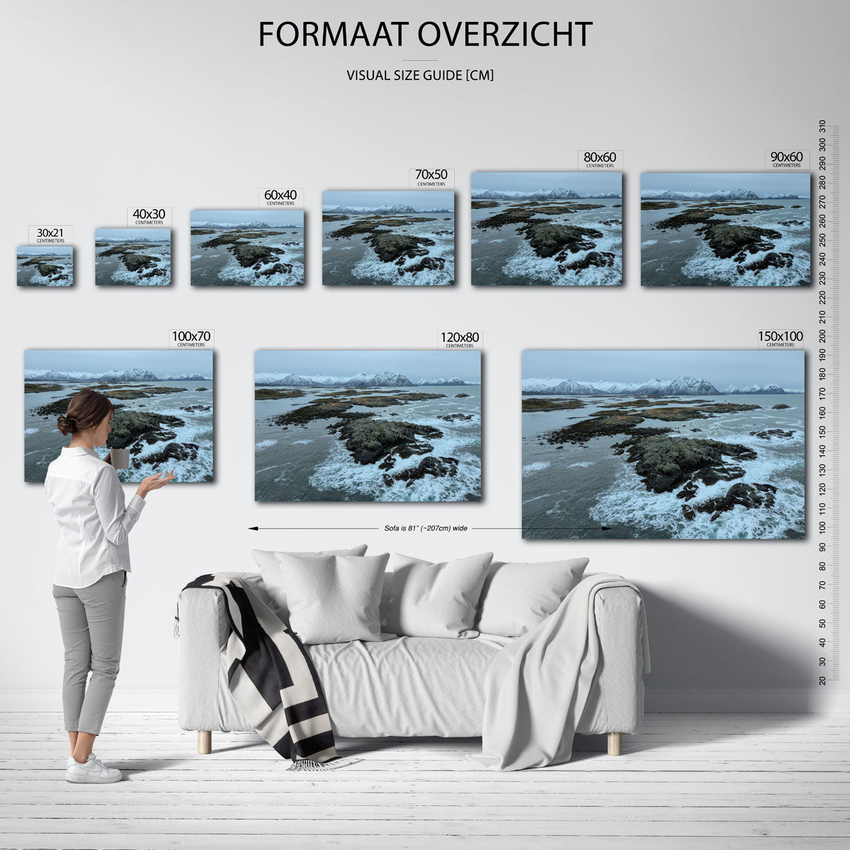 Kustlandschap met bergen Poster