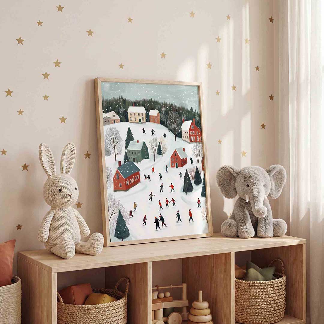 Winterlandschap met schaatsers Poster