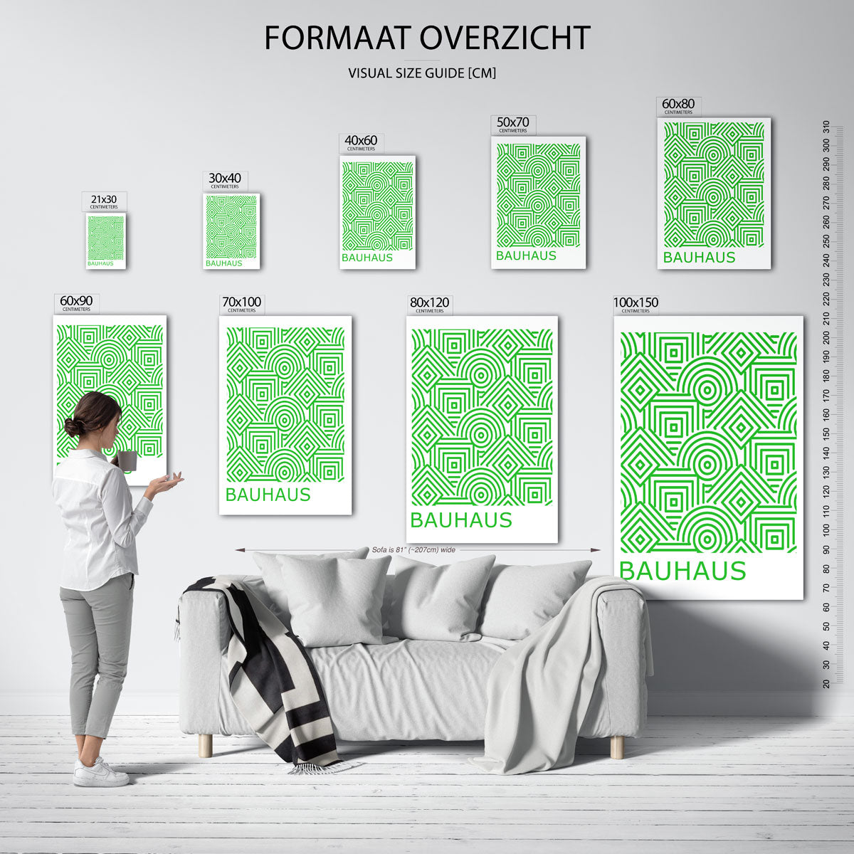 Groene lijnpatronen Poster
