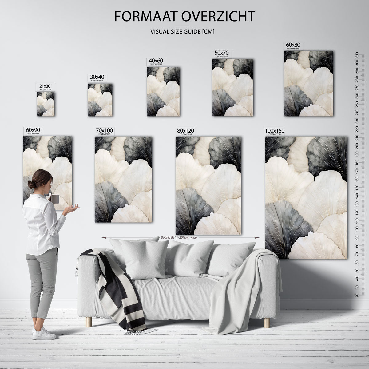 Bladvormen in zwart en wit Poster