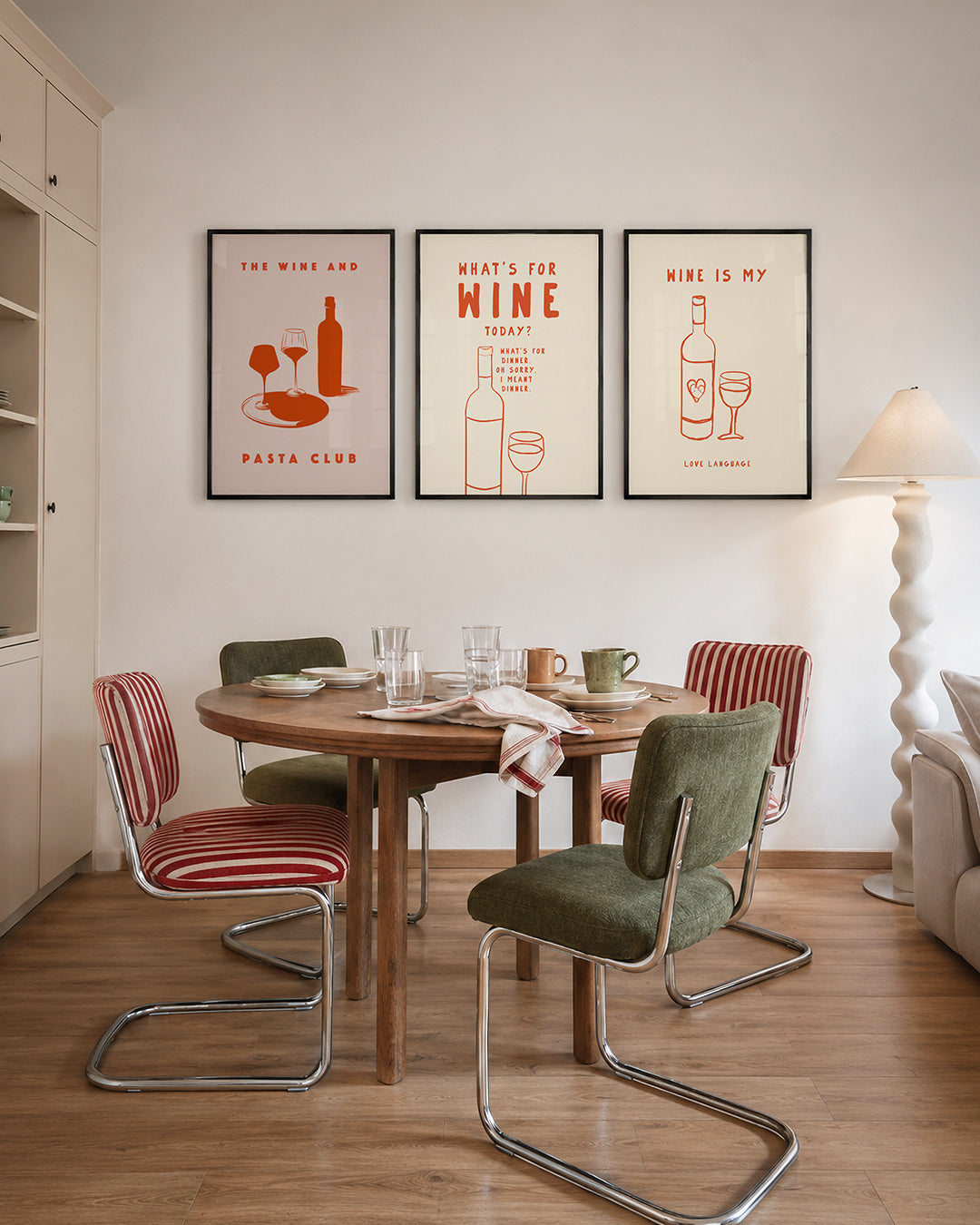 Wijn en pasta Posterset