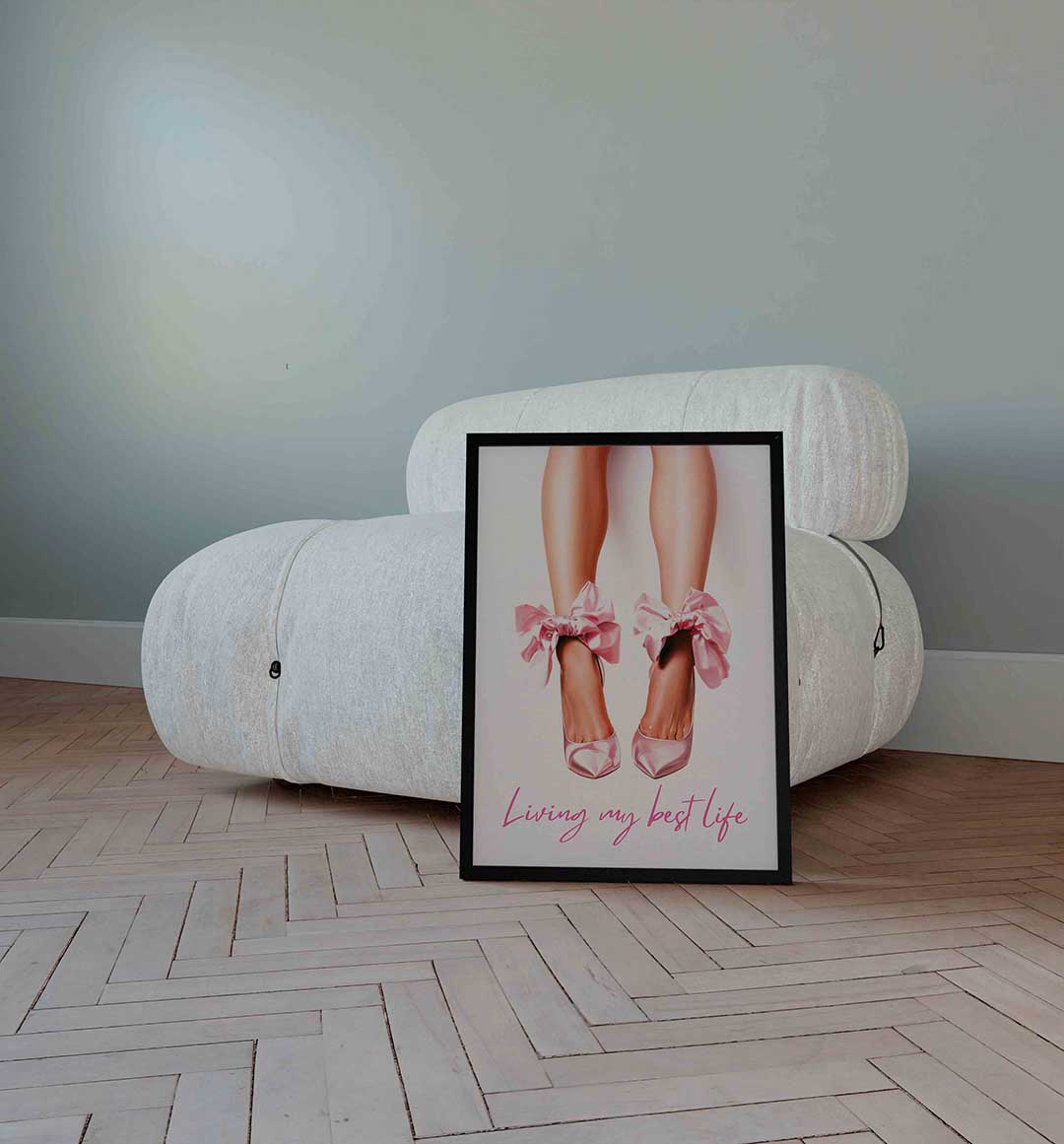 Roze strik schoenen Poster