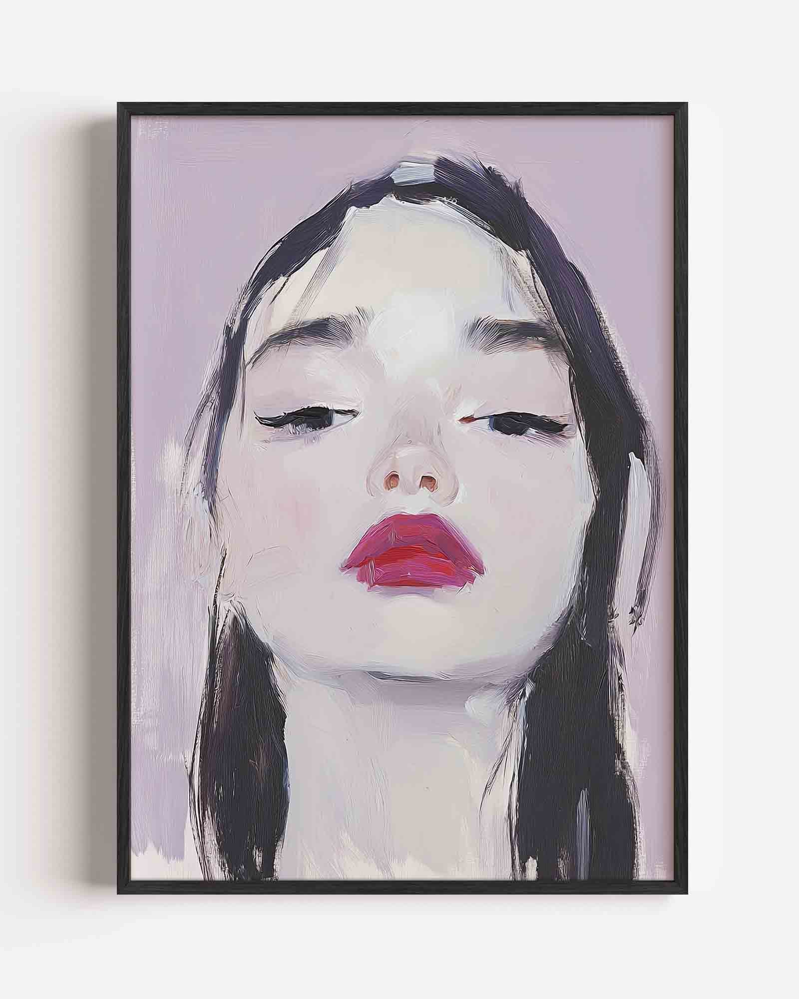 Portret met rode lippen Poster