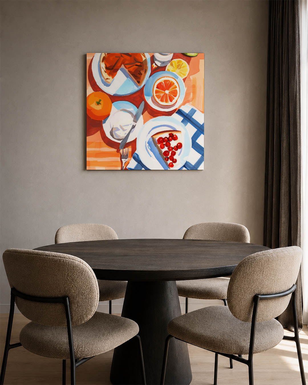 Vrolijk ontbijt tafereel Kunstwerk