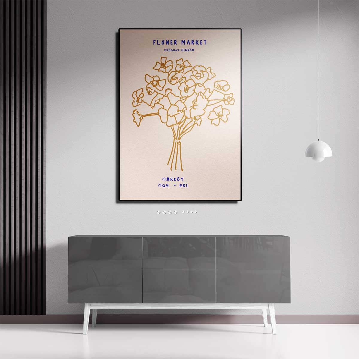 Bloemenmarkt Illustratie Kunstwerk-canvas-dibond-plexiglas-wanddecoratie-WallArtistic