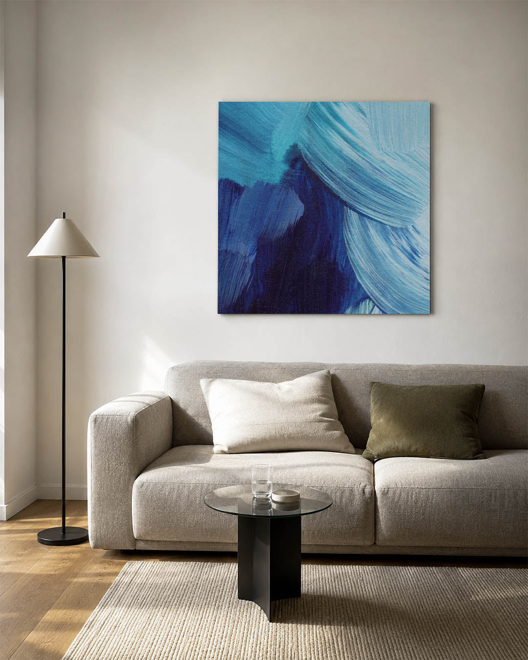 Dynamische blauwe bewegingen Kunstwerk