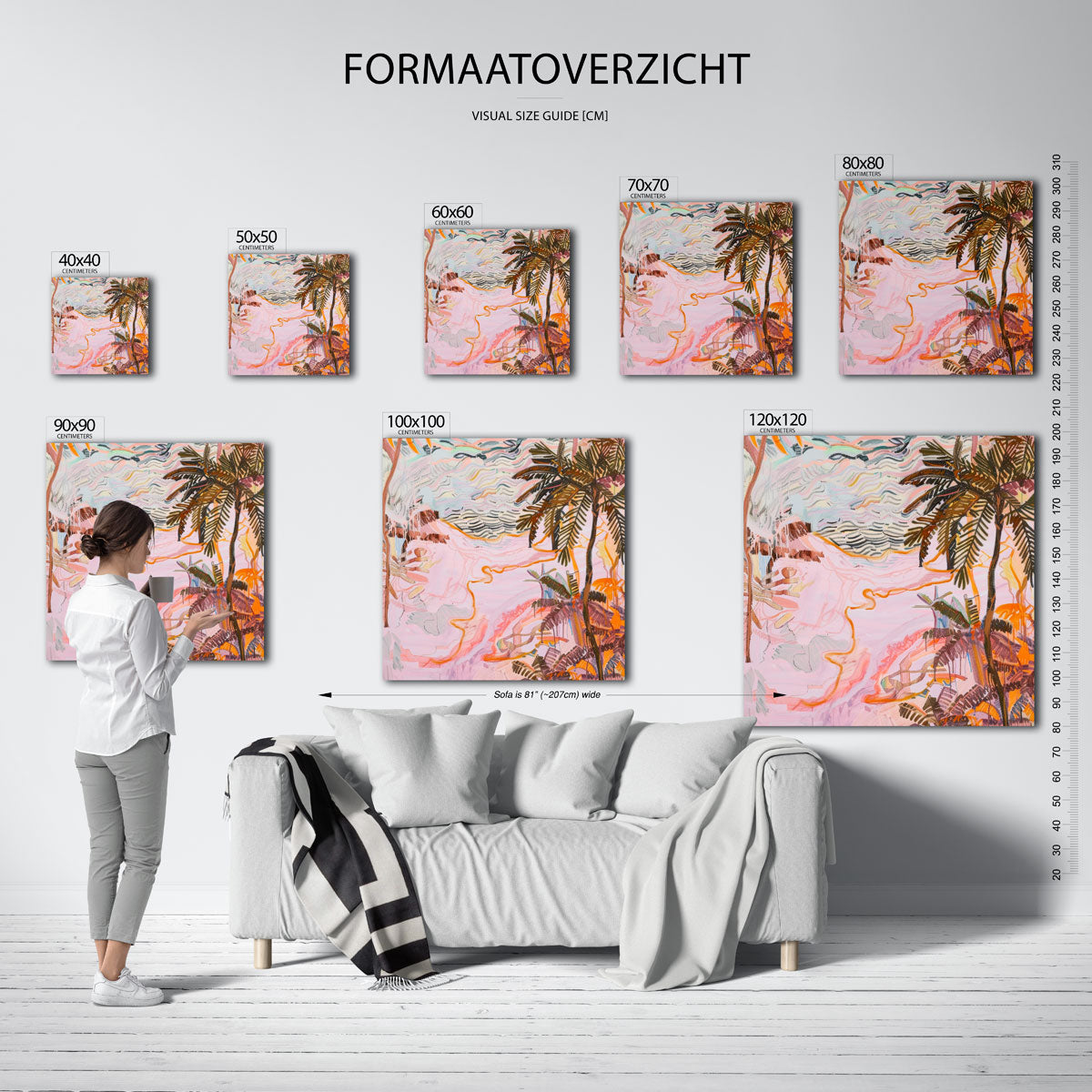 Palmboom en golvende lijnen Poster
