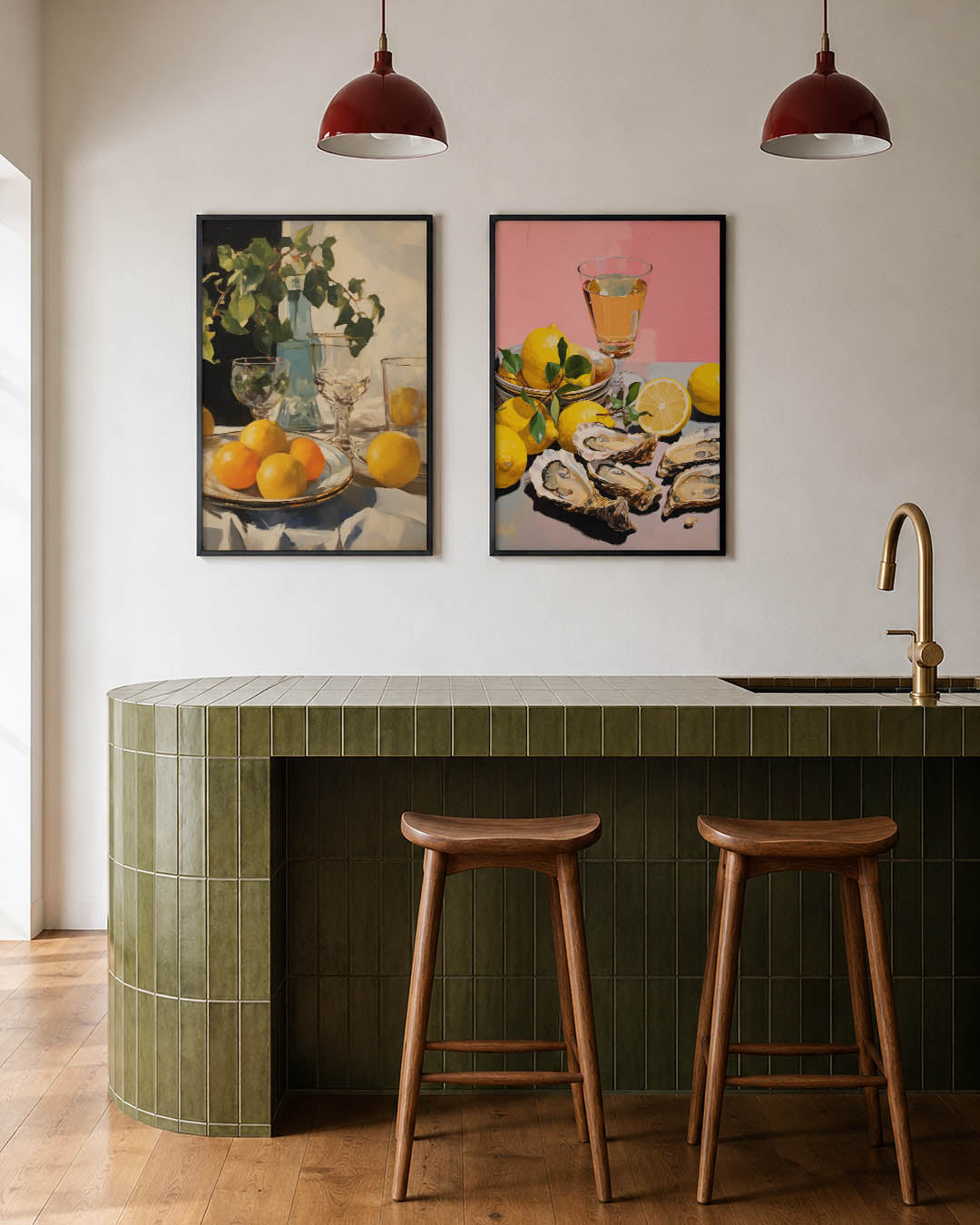 Vruchten en glaswerk Posterset