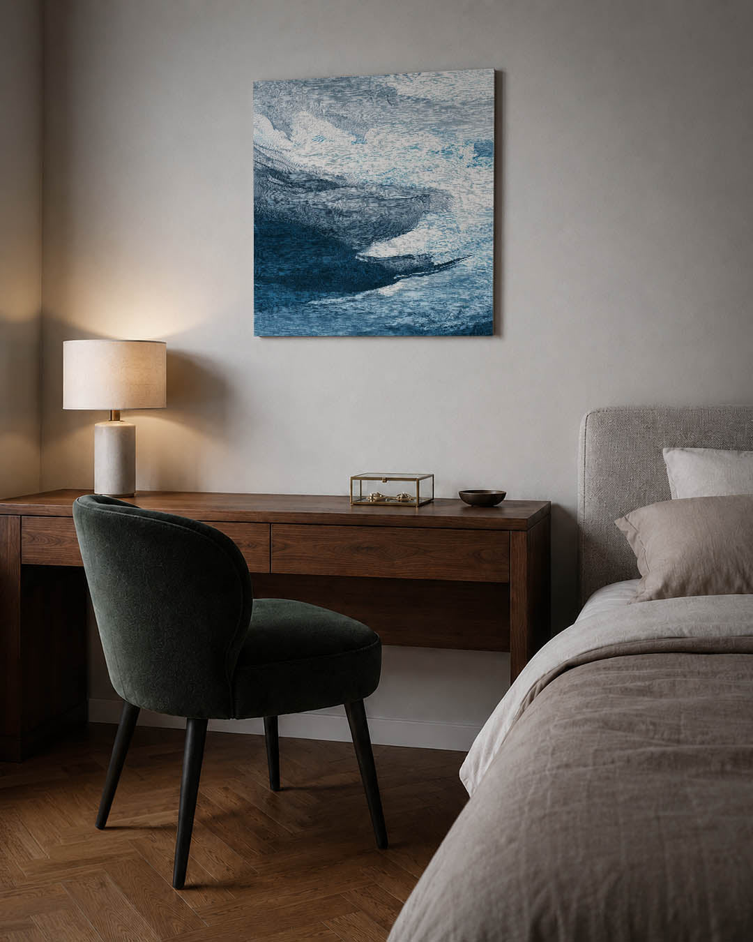 Dynamische blauwe wolken Kunstwerk