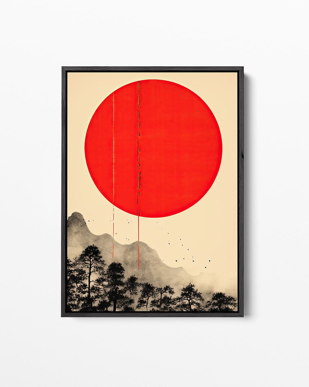 Rode zon landschap Kunstwerk