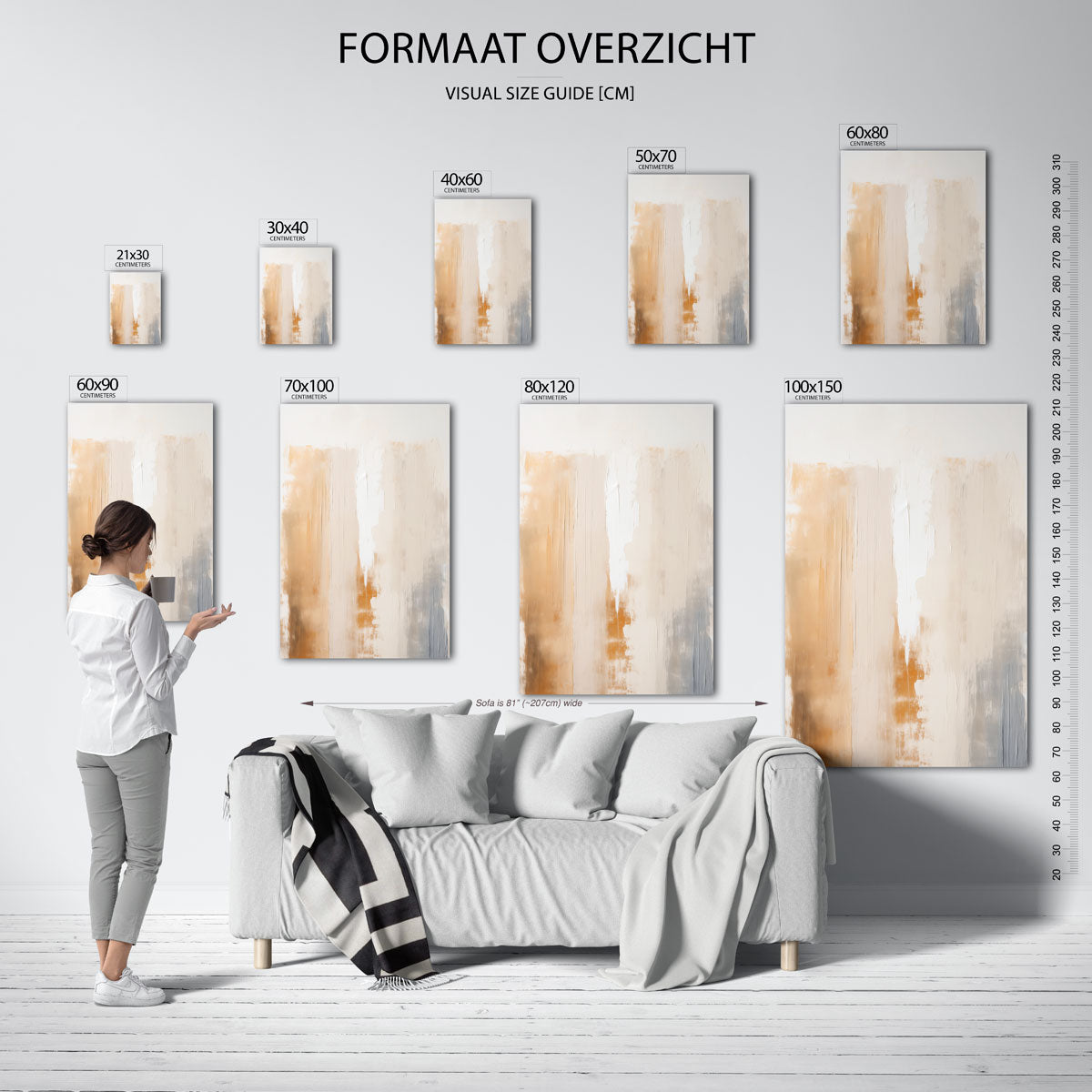Abstracte beige en grijze Poster