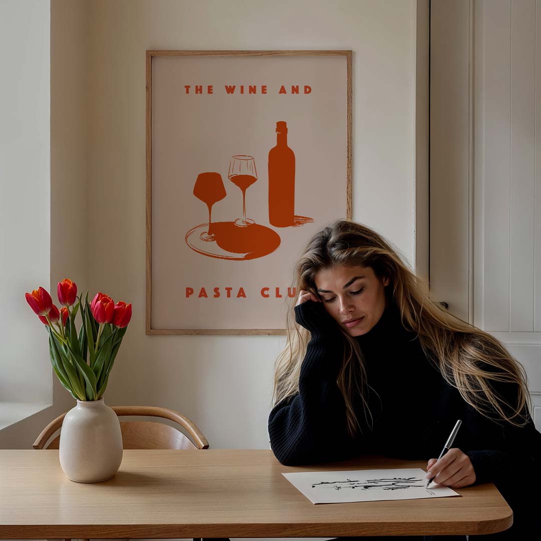 Pasta en Wijn Poster-WallArtistic