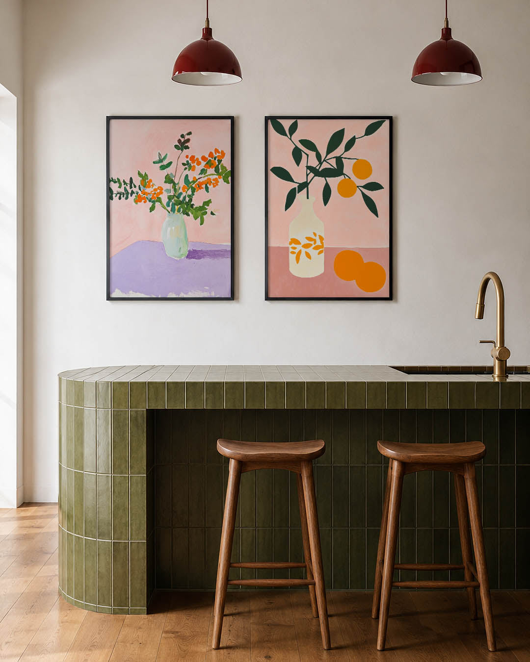 Bloemrijke kleurvlakken Posterset
