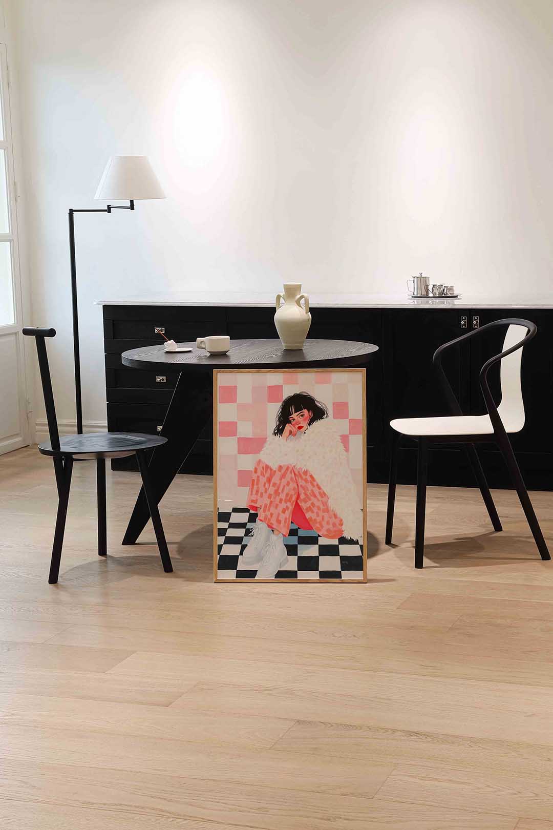 Vrouw met bontjas Poster