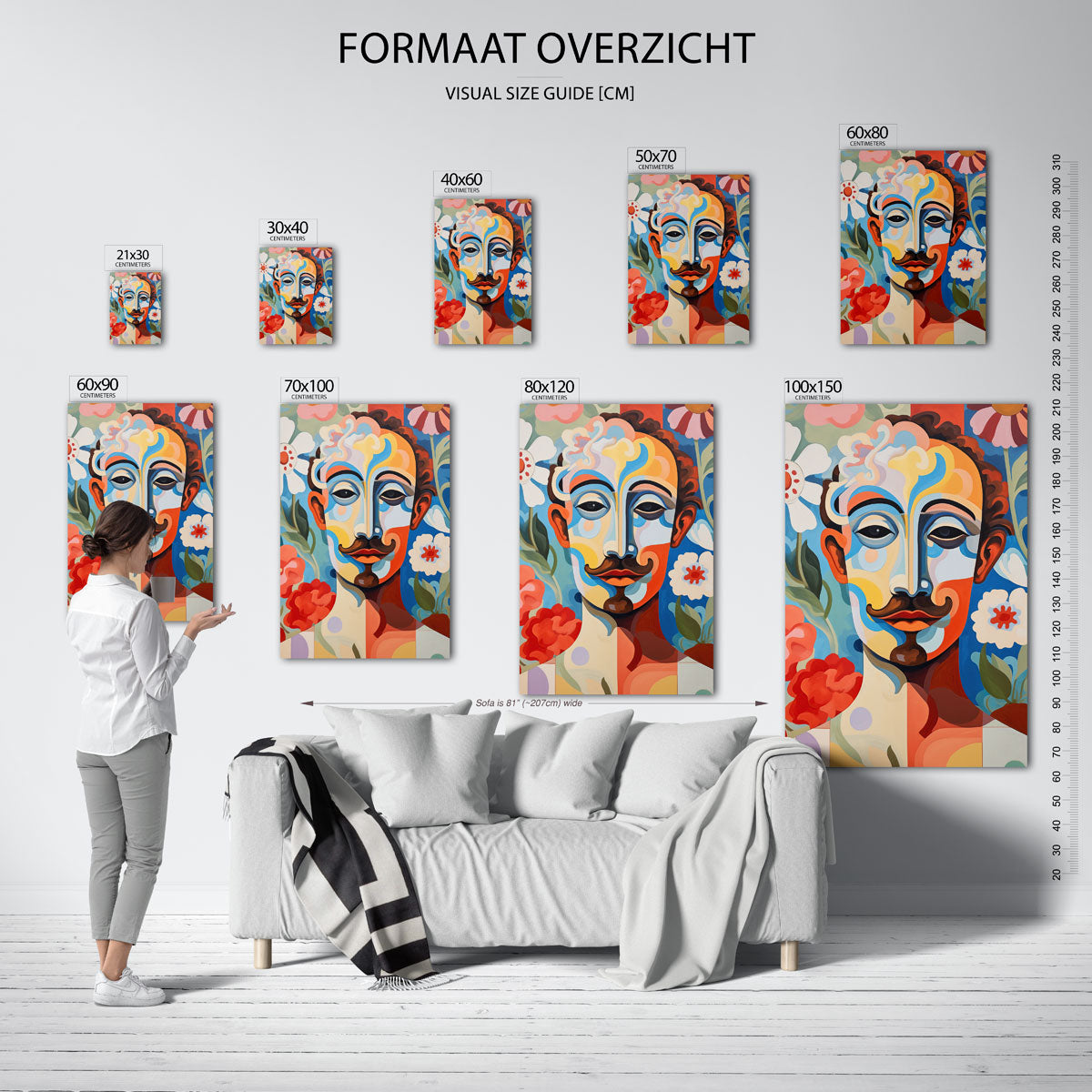 Gezicht met bloemen Poster