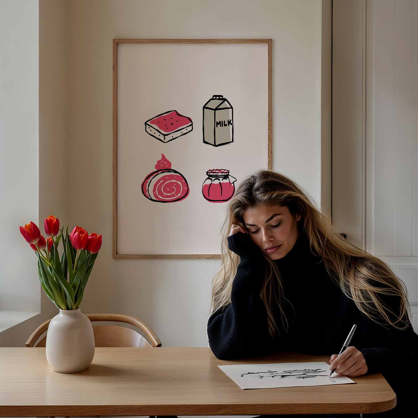 Speelse Foodie Illustraties Poster-WallArtistic