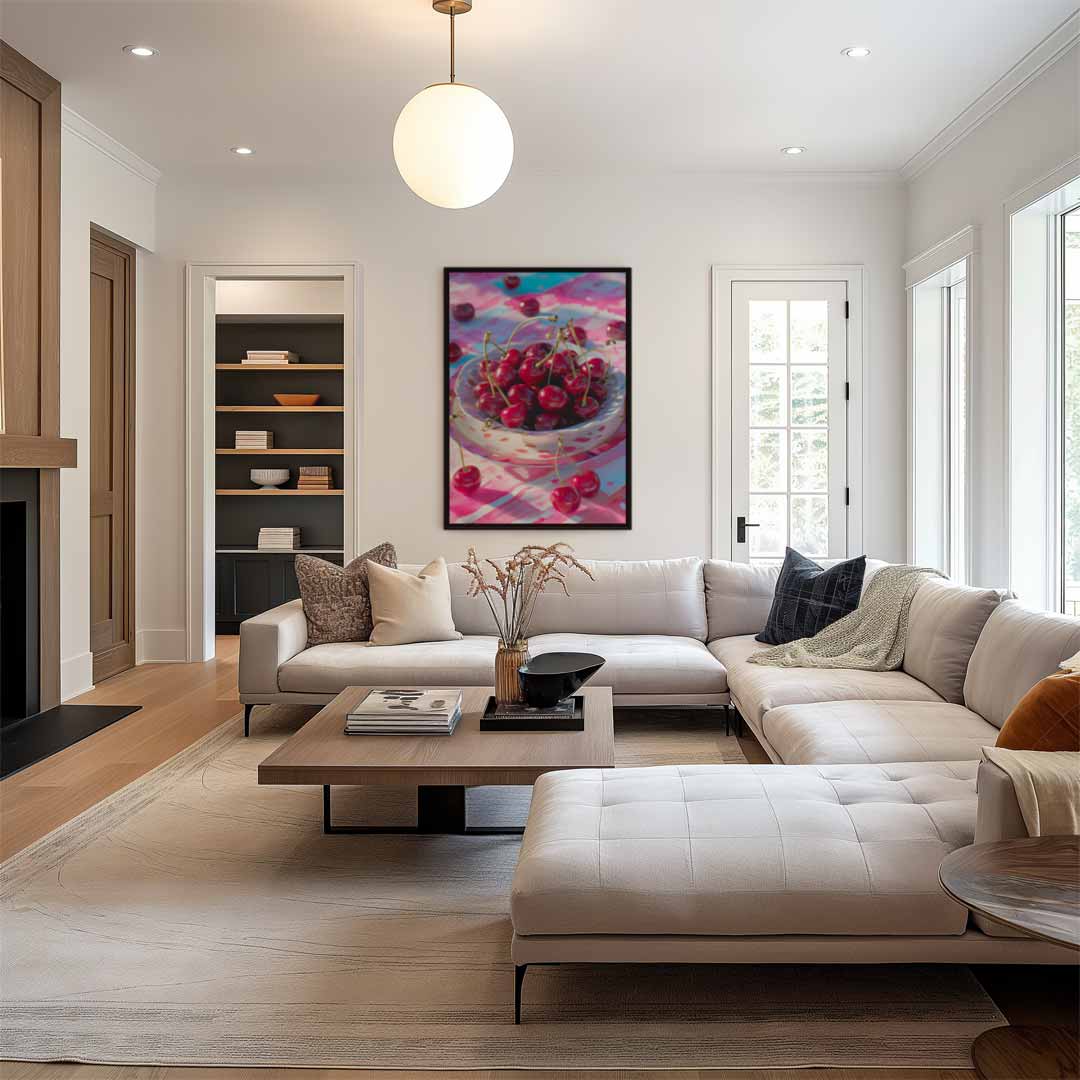 Verrukkelijke Kersen in Stilleven Kunstwerk-canvas-dibond-plexiglas-wanddecoratie-WallArtistic