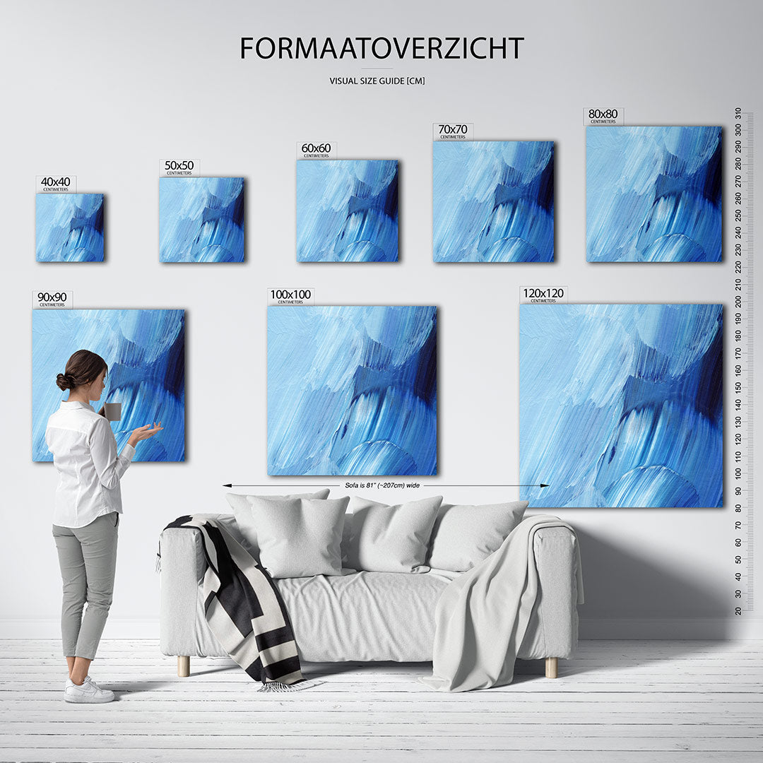 Dynamische blauwe beweging Kunstwerk
