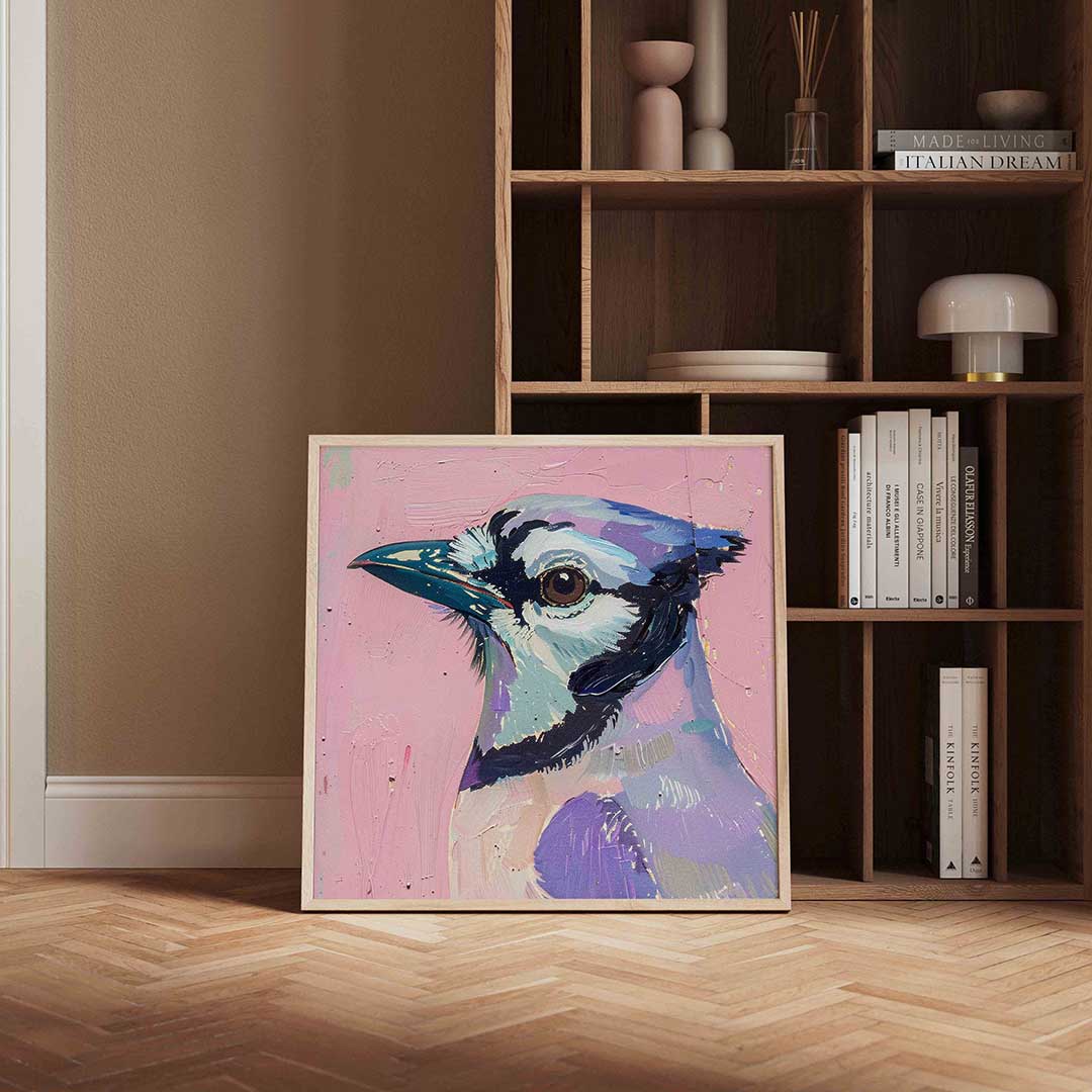 Vogel op roze achtergrond Poster