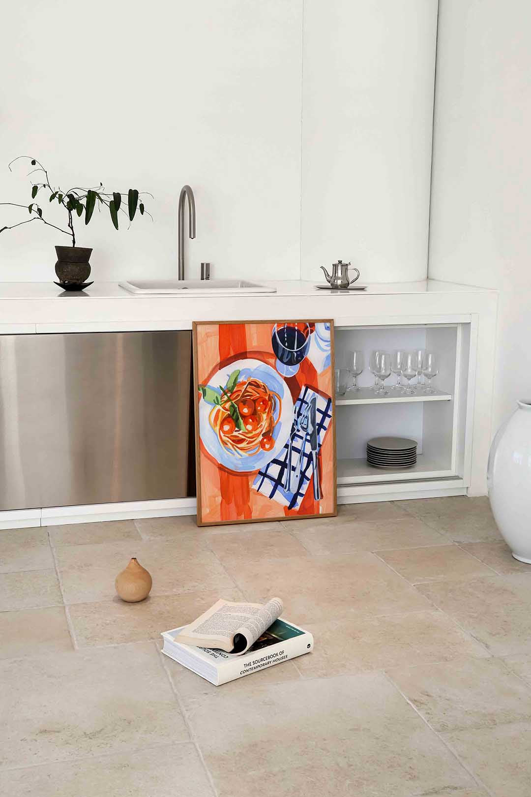 Spaghetti en wijn Poster