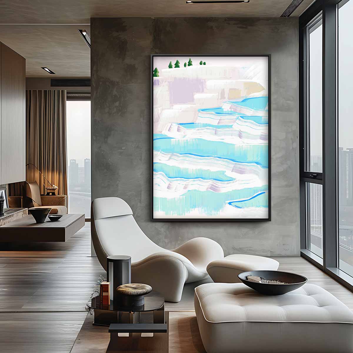 Dromerige Landschapsterrassen Kunstwerk-canvas-dibond-plexiglas-wanddecoratie-WallArtistic