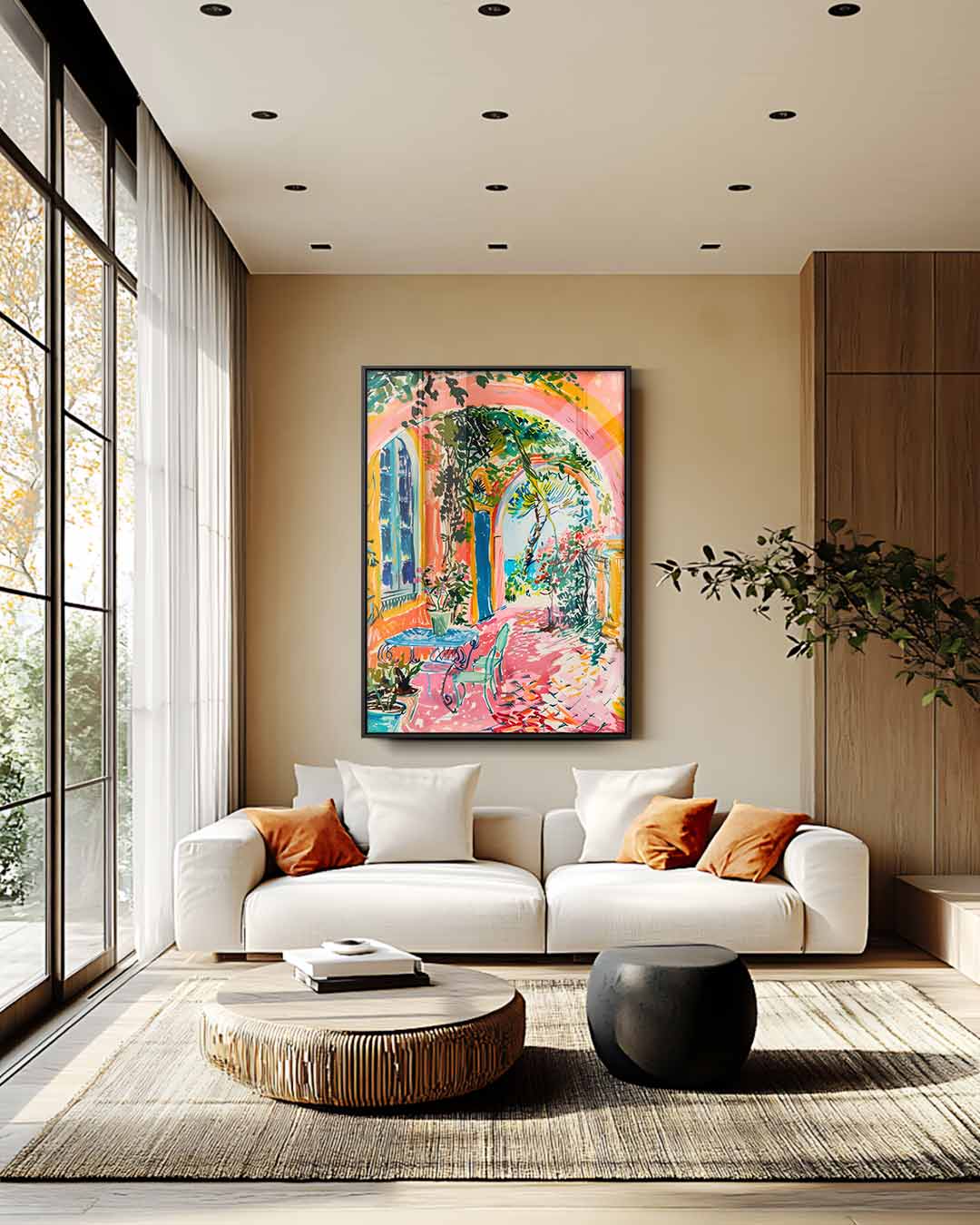 Kleurrijke Zomertuin Kunstwerk-canvas-dibond-plexiglas-wanddecoratie-WallArtistic