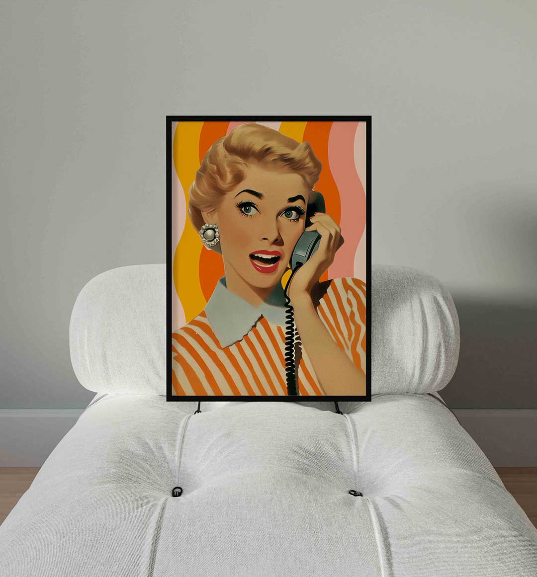 Vrouw met telefoon Poster