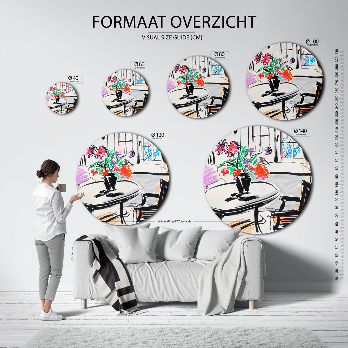 Bloemen op tafel Muurcirkel