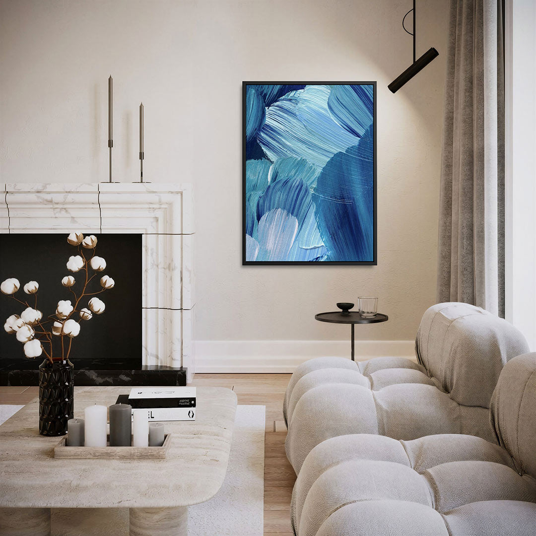 Dynamische blauwe beweging Kunstwerk