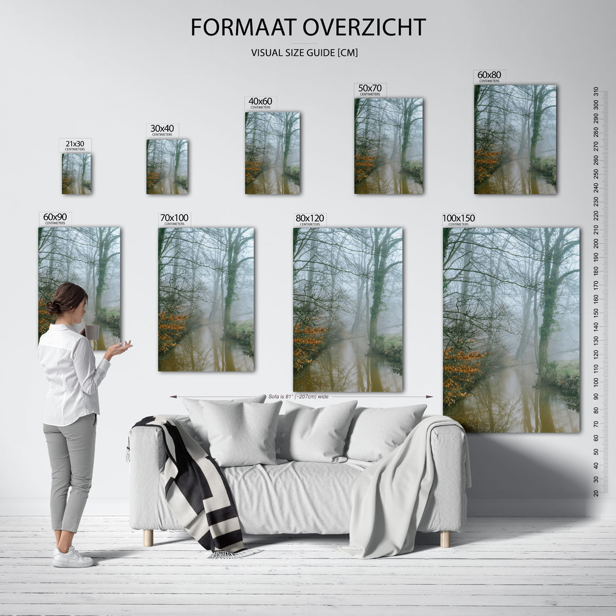 Mistig boslandschap Poster